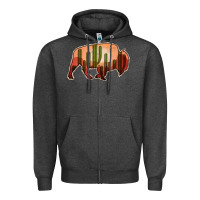 Charcoal Heather Cactus Bison Silhouette Zipper Hoodie - Bettercallsaul