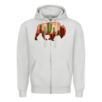 Dove Grey Cactus Bison Silhouette Zipper Hoodie - Bettercallsaul