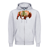 Heather Grey Cactus Bison Silhouette Zipper Hoodie - Bettercallsaul