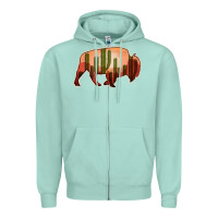 Seafoam Cactus Bison Silhouette Zipper Hoodie - Bettercallsaul