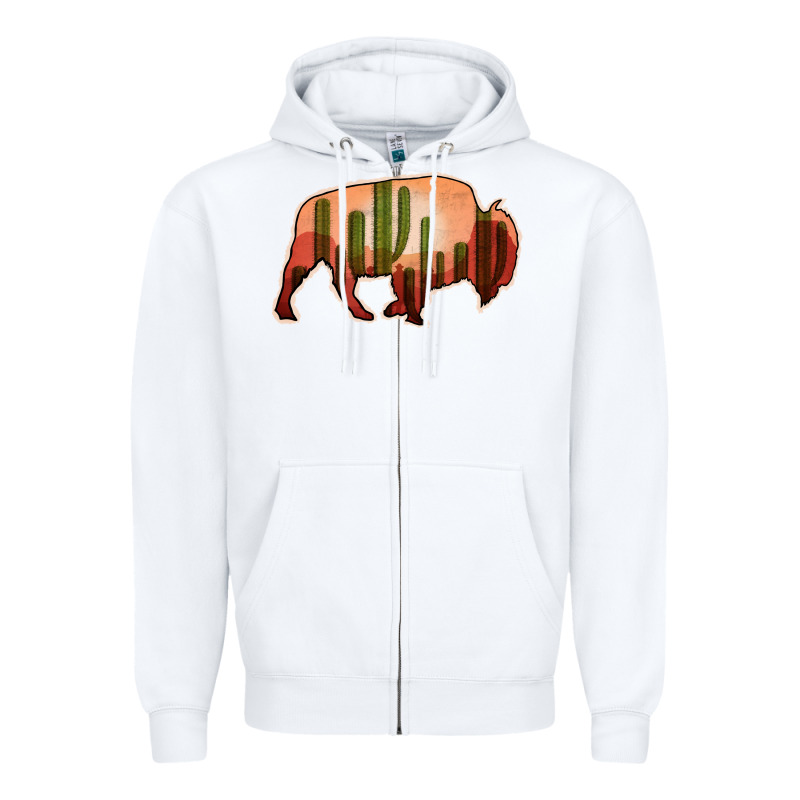 Cactus Bison Silhouette Zipper Hoodie by Bettercallsaul | Teevron