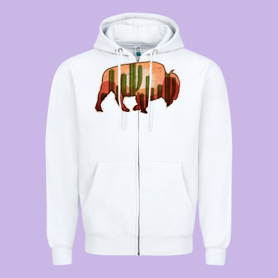 Cactus Bison Silhouette Zipper Hoodie Designed By Bettercallsaul