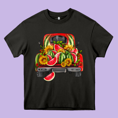 Watermelon And Truck Heavy Core Tee Designed By Hra Design Shop