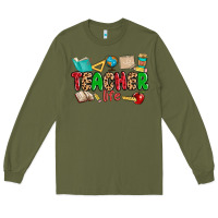 Army Green teacher life Long Sleeve Tee - MaliasSmallBusiness