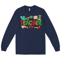 Navy teacher life Long Sleeve Tee - MaliasSmallBusiness