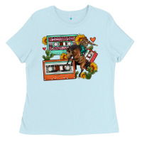 Baby Blue rodeo sunflower cactus cassette Ladies Tee - FaDigitalArtStudio
