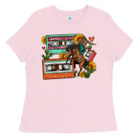 Bubblegum Pink rodeo sunflower cactus cassette Ladies Tee - FaDigitalArtStudio