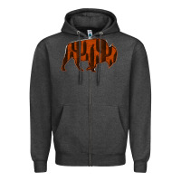 Charcoal Heather Red Cactus Bison Silhouette Zipper Hoodie - Bettercallsaul