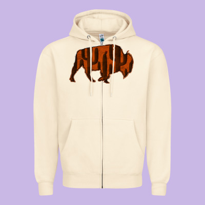 Red Cactus Bison Silhouette Zipper Hoodie Designed By Bettercallsaul