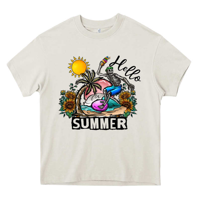 Hello Summer Heavy Core Tee by CowhideDigitalArt | Teevron