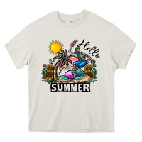Cream hello summer Heavy Core Tee - CowhideDigitalArt