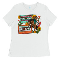 White rodeo sunflower cactus cassette Ladies Tee - FaDigitalArtStudio