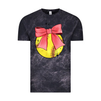 Cloud Black coquette softball bow Vintage Tee - JahusDesignShop