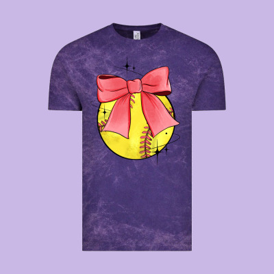 Coquette Softball Bow Vintage Tee Designed By Jahusdesignshop