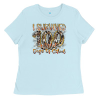 Baby Blue i survived 100 wild days of school Ladies Tee - RacoonDesign