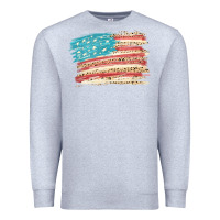 Heather Grey American flag with leopard Premium Sweatshirt - HowdyJamesFarm