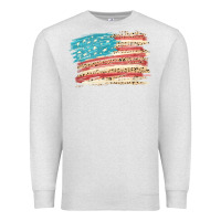 Oatmeal Heather American flag with leopard Premium Sweatshirt - HowdyJamesFarm