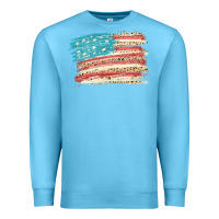 Ocean Blue American flag with leopard Premium Sweatshirt - HowdyJamesFarm