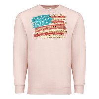 Pale Pink American flag with leopard Premium Sweatshirt - HowdyJamesFarm