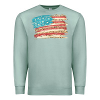 Seafoam American flag with leopard Premium Sweatshirt - HowdyJamesFarm