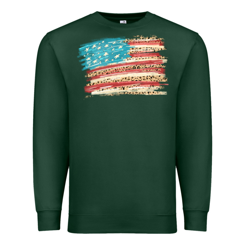 American Flag With Leopard Premium Sweatshirt by HowdyJamesFarm | Teevron