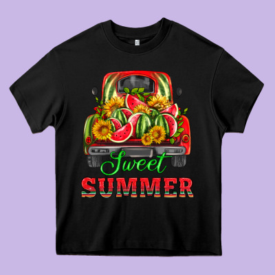 Sweet Summer Watermelon And Truck Heavy Core Tee Designed By Hra Design Shop
