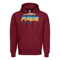 Burgundy Aztec Bison Silhouette Zipper Hoodie - Bettercallsaul