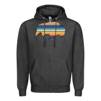 Charcoal Heather Aztec Bison Silhouette Zipper Hoodie - Bettercallsaul