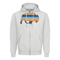 Dove Grey Aztec Bison Silhouette Zipper Hoodie - Bettercallsaul
