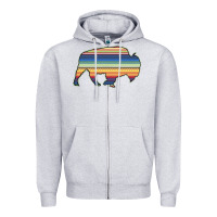 Heather Grey Aztec Bison Silhouette Zipper Hoodie - Bettercallsaul