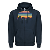Navy Aztec Bison Silhouette Zipper Hoodie - Bettercallsaul