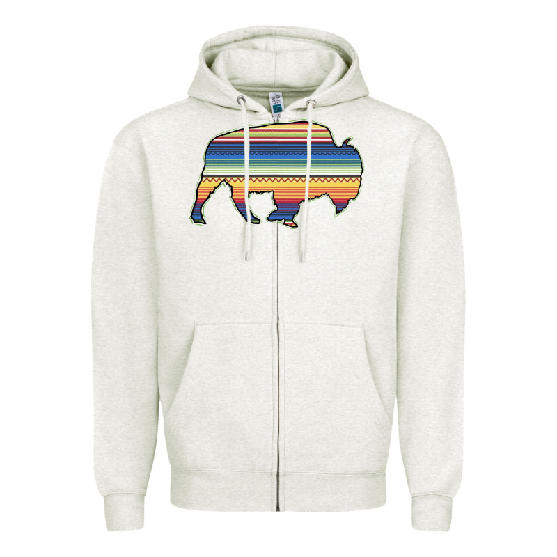 Aztec Bison Silhouette Zipper Hoodie by Bettercallsaul | Teevron