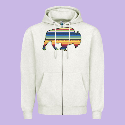 Aztec Bison Silhouette Zipper Hoodie Designed By Bettercallsaul