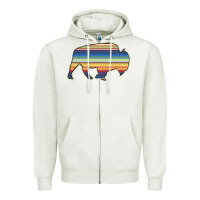 Oatmeal Heather Aztec Bison Silhouette Zipper Hoodie - Bettercallsaul