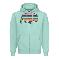 Seafoam Aztec Bison Silhouette Zipper Hoodie - Bettercallsaul