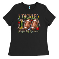 Black I Tackled 100 Days of School Ladies Tee - RacoonDesign