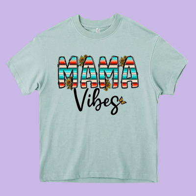 Mama Vibes Heavy Core Tee Designed By Cowhidedigitalart