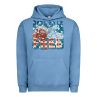 Pigment Pebble Blue Born to be free Urban Hoodie - FaDigitalArtStudio