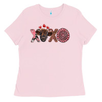 Bubblegum Pink xoxo calf and gemstone Ladies Tee - RanaPortraitStore