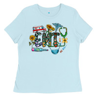 Baby Blue emt Ladies Tee - CowhideDigitalArt