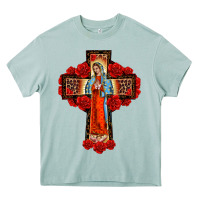 Arona lady of guadalupe rose cross, Heavy Core Tee - BarkalooDesign