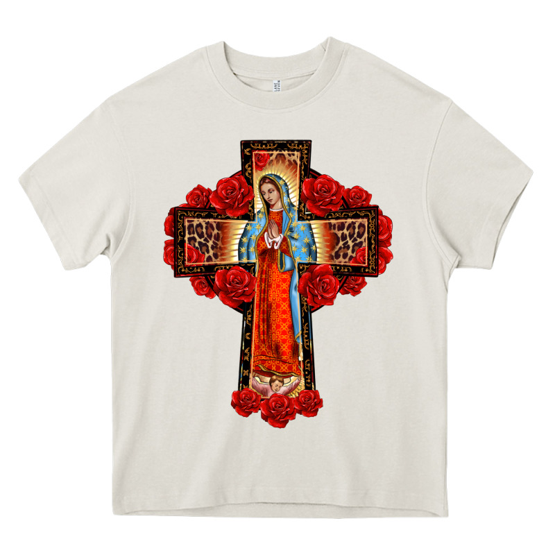 Lady Of Guadalupe Rose Cross, Heavy Core Tee by BarkalooDesign | Teevron