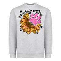 Heather Grey life is better with dogs Heavyweight Sweatshirt - NancyCooperArtShop