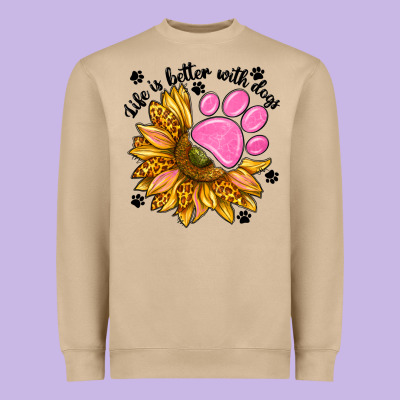 Life Is Better With Dogs Heavyweight Sweatshirt Designed By Nancycooperartshop