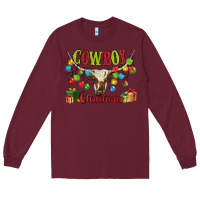 Burgundy cowboy christmas Long Sleeve Tee - MaliasSmallBusiness