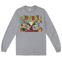 Heather Grey cowboy christmas Long Sleeve Tee - MaliasSmallBusiness