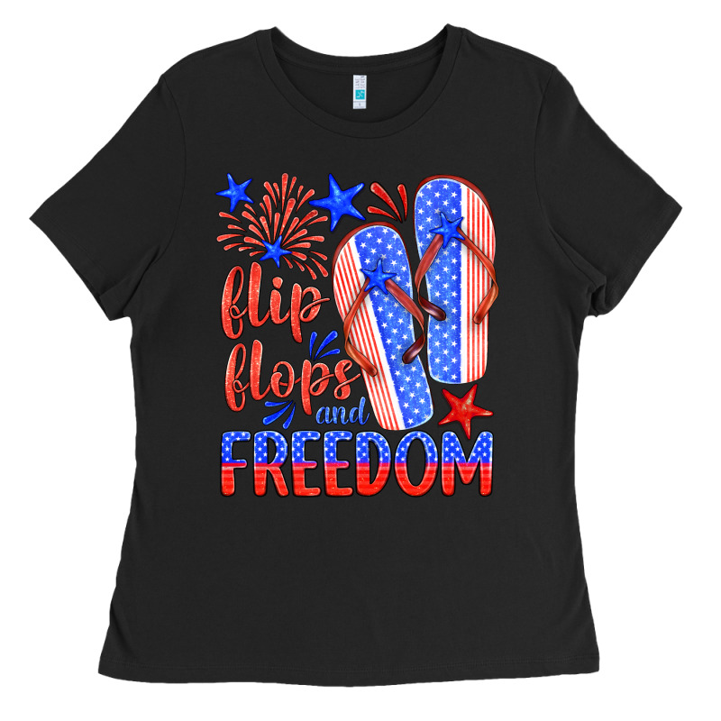 Flip Flops And Freedom Ladies Tee by HRA Design Shop | Teevron