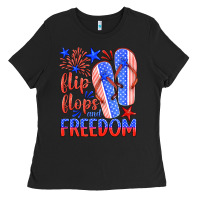 Black flip flops and freedom Ladies Tee - HRA Design Shop