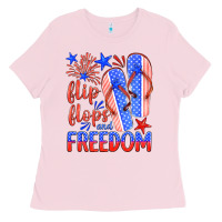Bubblegum Pink flip flops and freedom Ladies Tee - HRA Design Shop
