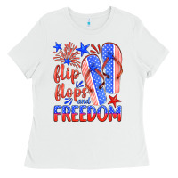 White flip flops and freedom Ladies Tee - HRA Design Shop